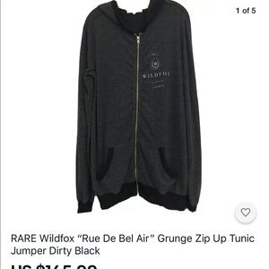 RARE Wildfox “Rue De Bel Air” Grunge Zip up hoodie